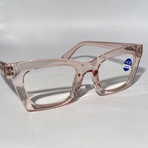 1283 Gretchen Reading Glasses 1.75 Square Clear  Pink Frames Oversize NWT - Picture 7 of 9